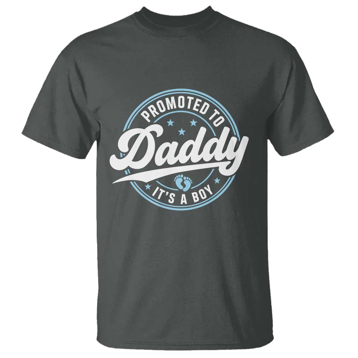 Promoted To Daddy It's A Boy T Shirt Funny Pregnancy Reveal TS14 Dark Heather Print Your Wear