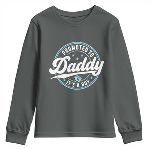 Promoted To Daddy It's A Boy Youth Sweatshirt Funny Pregnancy Reveal TS14 Dark Heather Print Your Wear