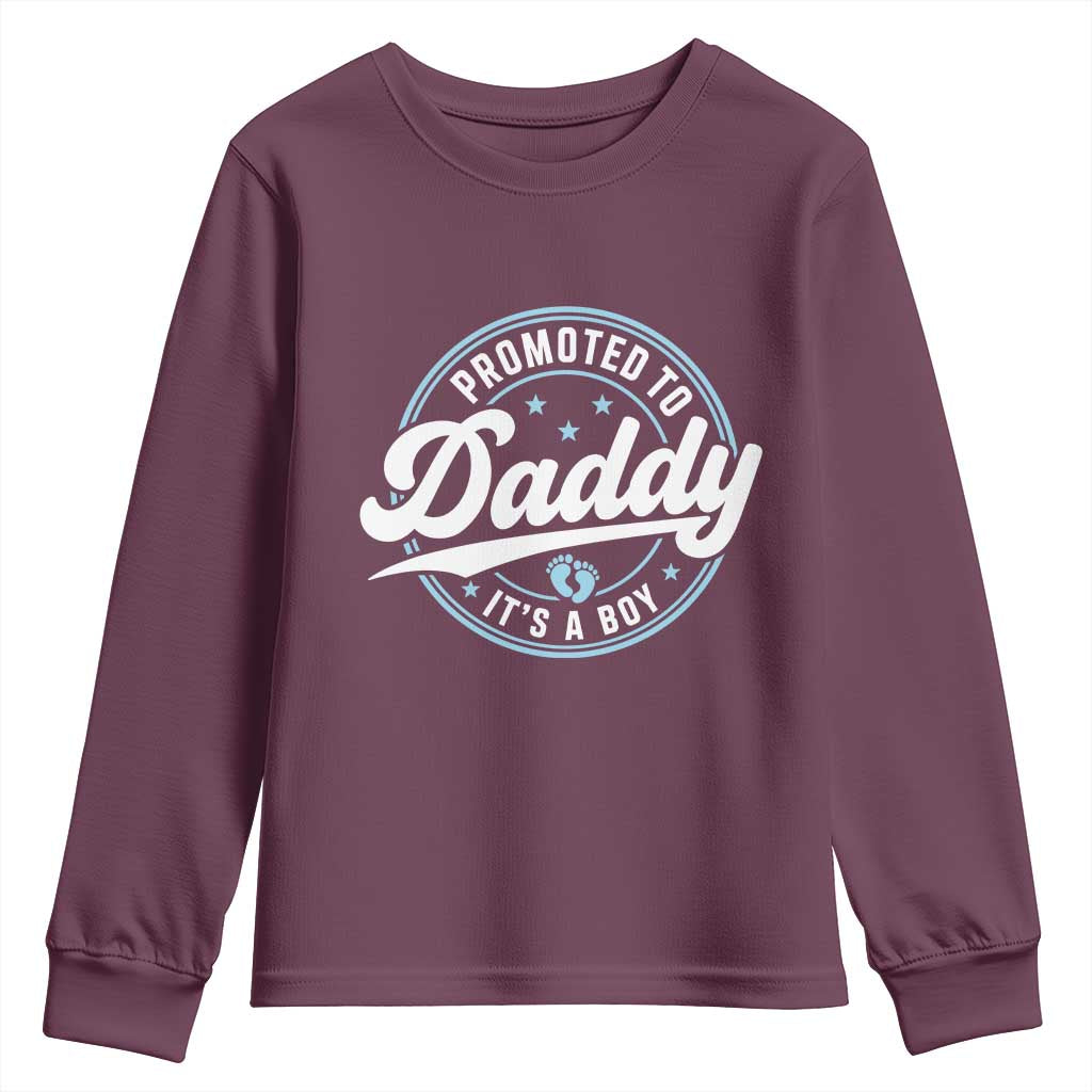Promoted To Daddy It's A Boy Youth Sweatshirt Funny Pregnancy Reveal TS14 Maroon Print Your Wear