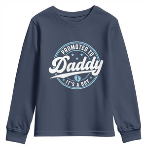 Promoted To Daddy It's A Boy Youth Sweatshirt Funny Pregnancy Reveal TS14 Navy Print Your Wear