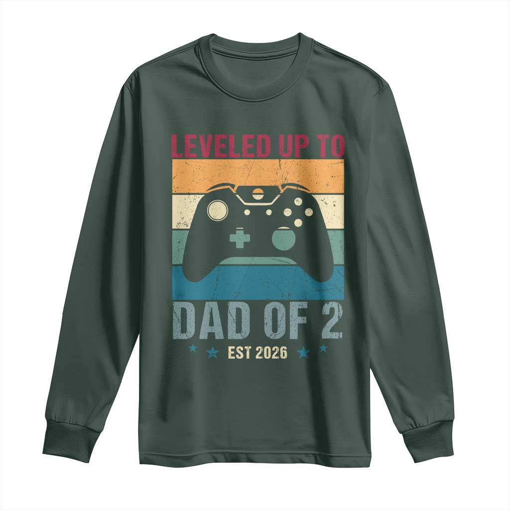 Dad Level Unlocked Long Sleeve Shirt Funny New Dad Gaming Father's Day Gift TS14 Dark Forest Green Print Your Wear