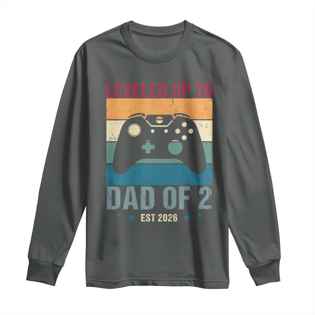 Dad Level Unlocked Long Sleeve Shirt Funny New Dad Gaming Father's Day Gift TS14 Dark Heather Print Your Wear