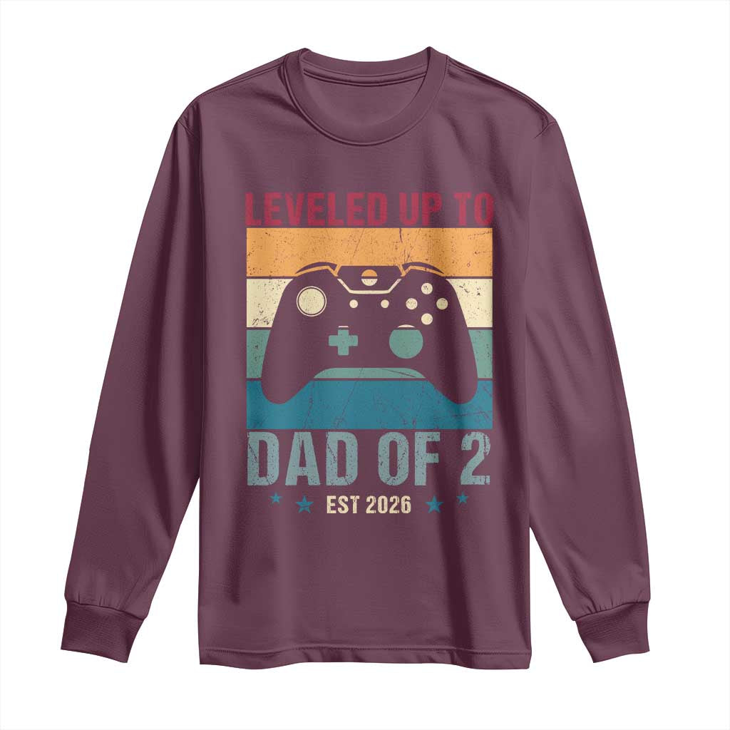 Dad Level Unlocked Long Sleeve Shirt Funny New Dad Gaming Father's Day Gift TS14 Maroon Print Your Wear
