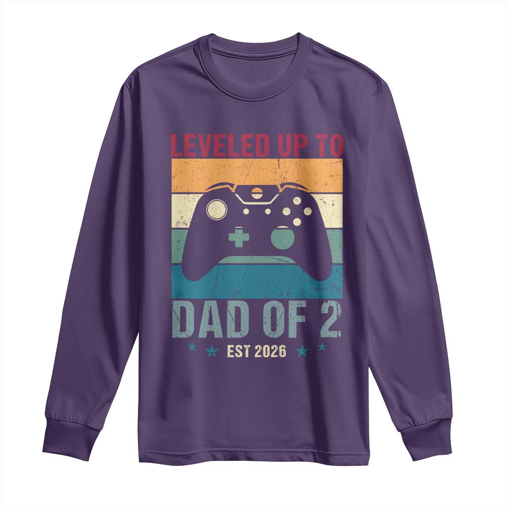 Dad Level Unlocked Long Sleeve Shirt Funny New Dad Gaming Father's Day Gift TS14 Purple Print Your Wear