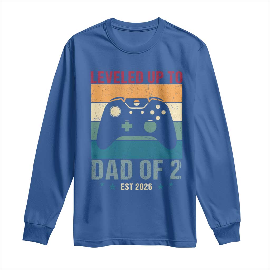 Dad Level Unlocked Long Sleeve Shirt Funny New Dad Gaming Father's Day Gift TS14 Royal Blue Print Your Wear