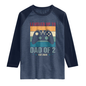 Dad Level Unlocked Raglan Shirt Funny New Dad Gaming Father's Day Gift TS14 Heather Denim Navy Print Your Wear