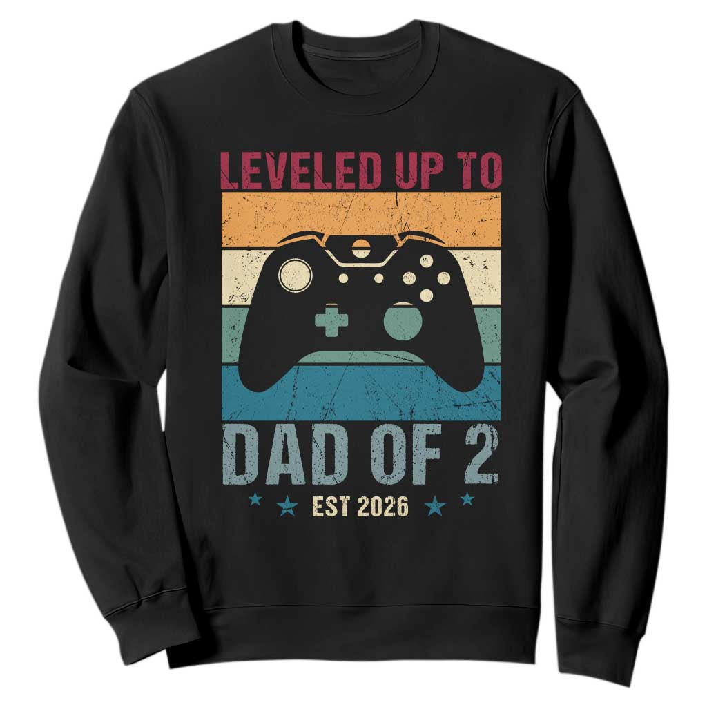 Dad Level Unlocked Sweatshirt Funny New Dad Gaming Father's Day Gift TS14 Black Print Your Wear