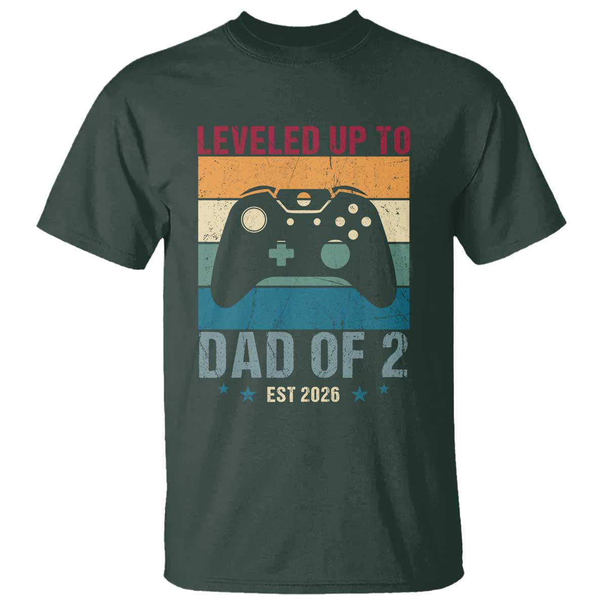 Dad Level Unlocked T Shirt Funny New Dad Gaming Father's Day Gift TS14 Dark Forest Green Print Your Wear