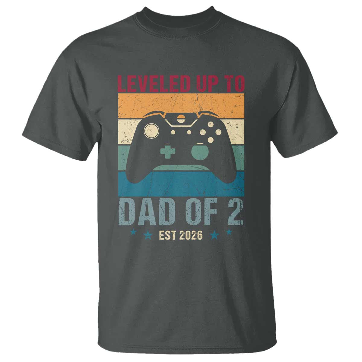 Dad Level Unlocked T Shirt Funny New Dad Gaming Father's Day Gift TS14 Dark Heather Print Your Wear