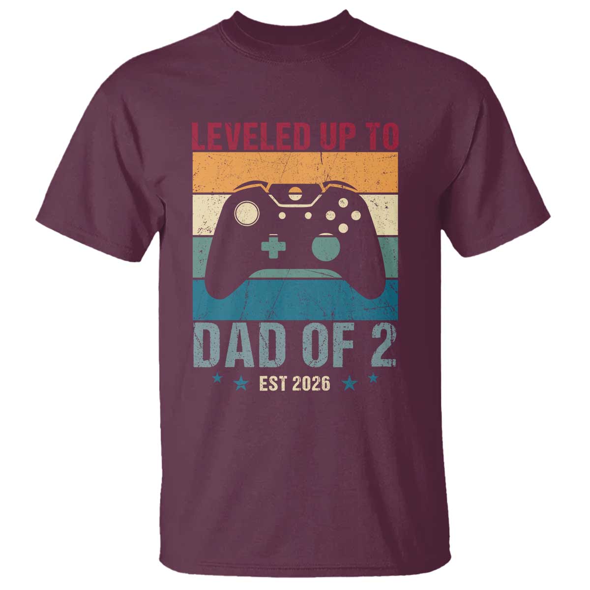 Dad Level Unlocked T Shirt Funny New Dad Gaming Father's Day Gift TS14 Maroon Print Your Wear