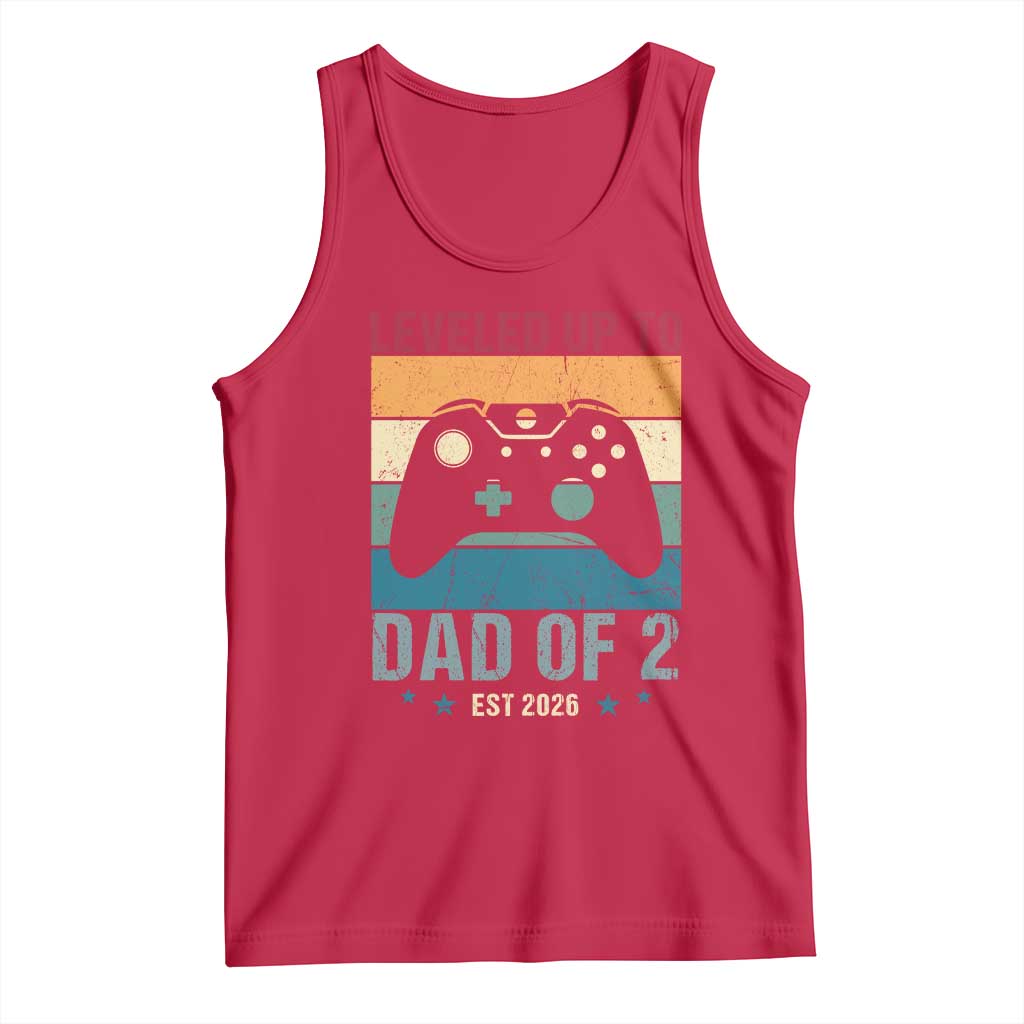 Dad Level Unlocked Tank Top Funny New Dad Gaming Father's Day Gift TS14 Red Print Your Wear