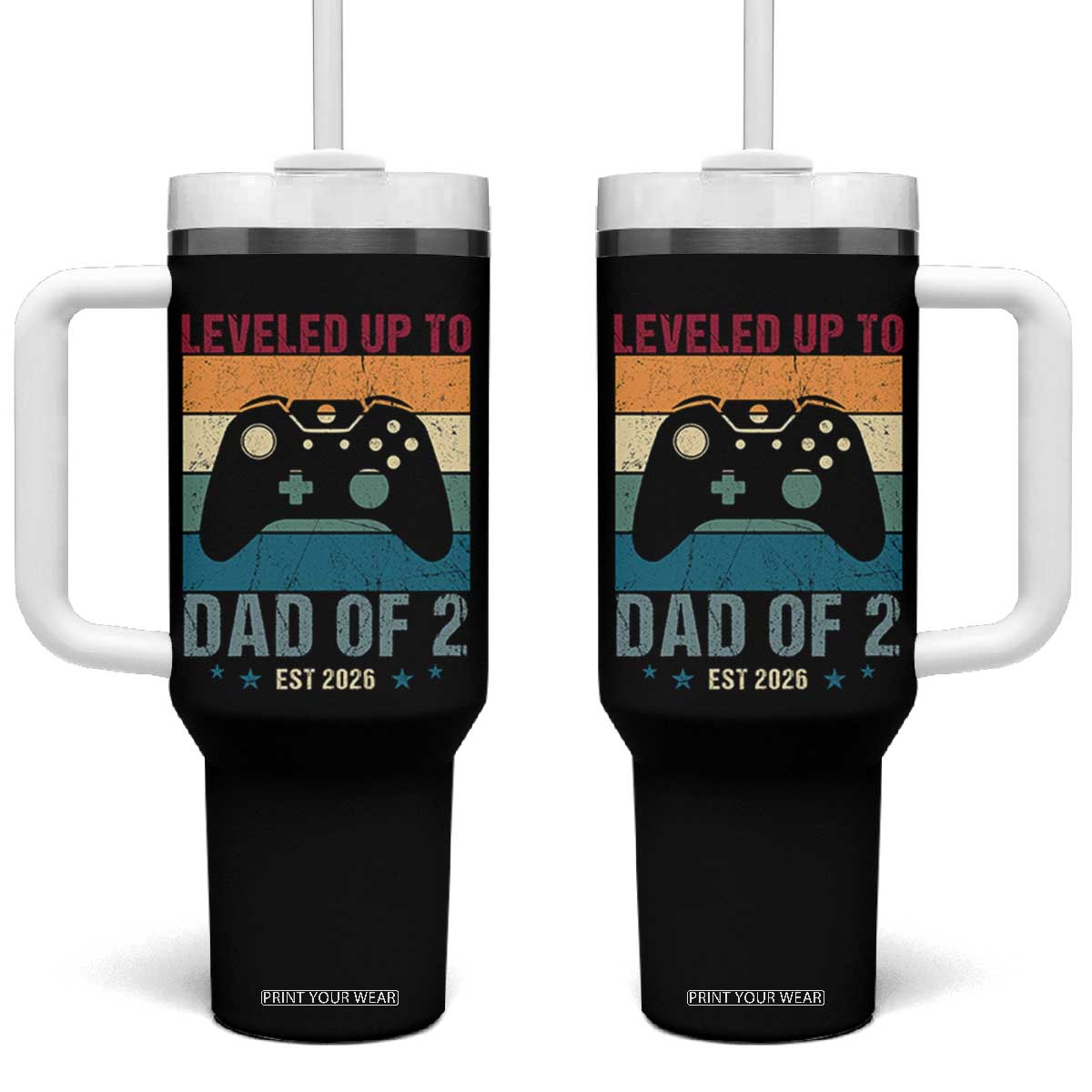Dad Level Unlocked Tumbler With Handle Funny New Dad Gaming Father's Day Gift TS14 One Size: 40 oz Black Print Your Wear