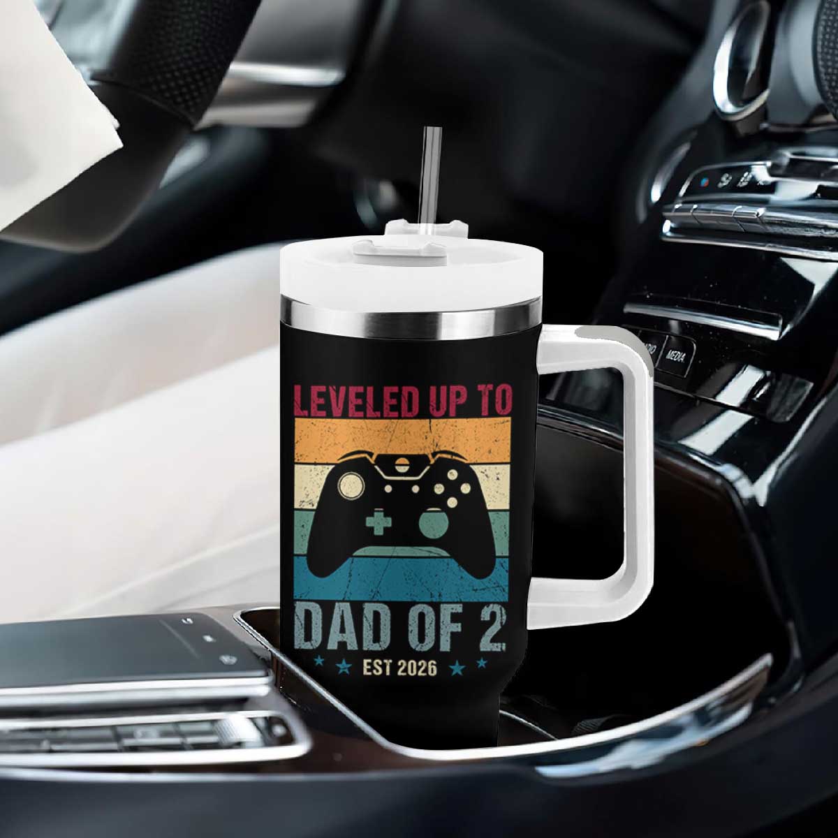 Dad Level Unlocked Tumbler With Handle Funny New Dad Gaming Father's Day Gift TS14 Print Your Wear