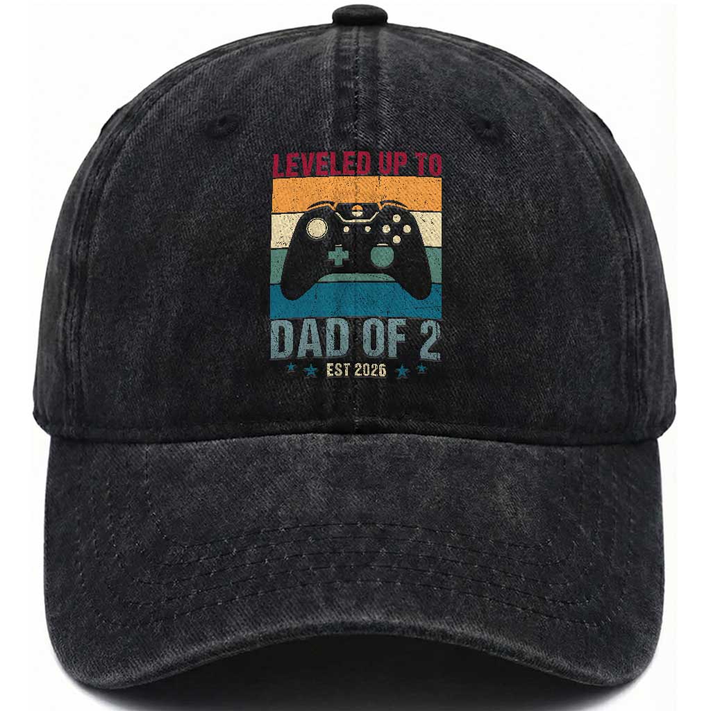 Dad Level Unlocked Washed Cotton Baseball Cap Funny New Dad Gaming Father's Day Gift TS14 Print Your Wear