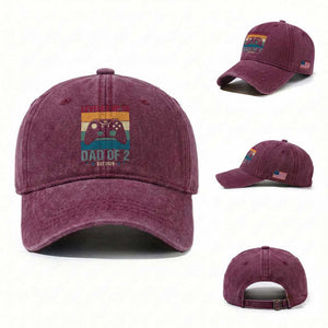 Dad Level Unlocked Washed Cotton Baseball Cap Funny New Dad Gaming Father's Day Gift TS14 Washed Cap Universal Fit Burgundy Print Your Wear
