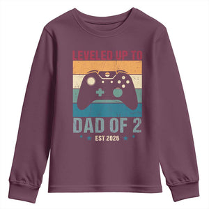 Dad Level Unlocked Youth Sweatshirt Funny New Dad Gaming Father's Day Gift TS14 Maroon Print Your Wear