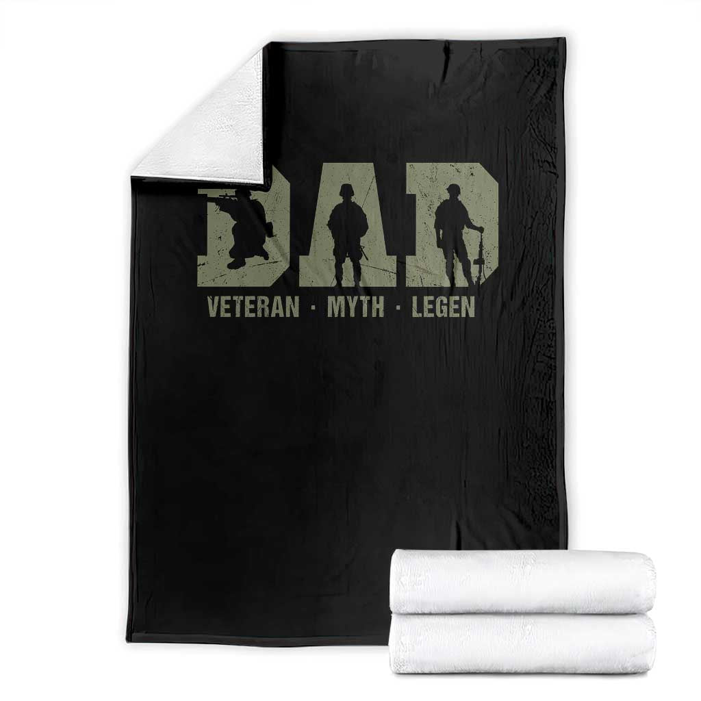 Dad Veteran Myth Legend Dad Military Father Gift Throw Blanket TS14 Black Print Your Wear
