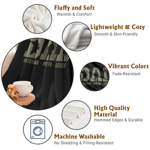 Dad Veteran Myth Legend Dad Military Father Gift Throw Blanket TS14 Print Your Wear