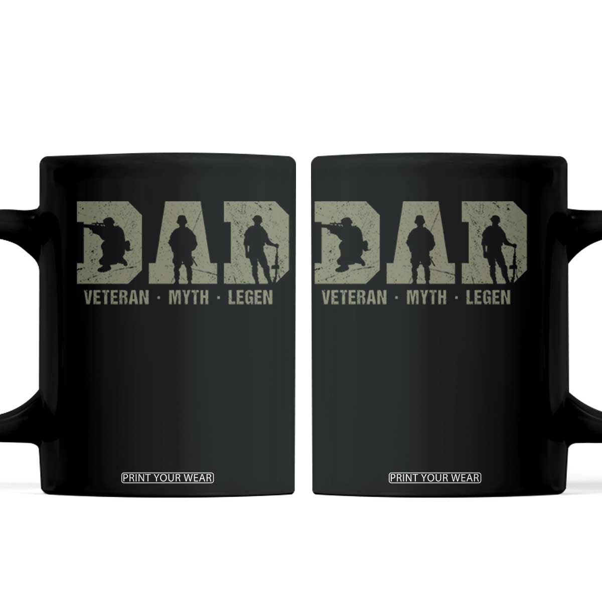 Dad Veteran Myth Legend Dad Military Father Gift Coffee Mug TS14 Black Print Your Wear