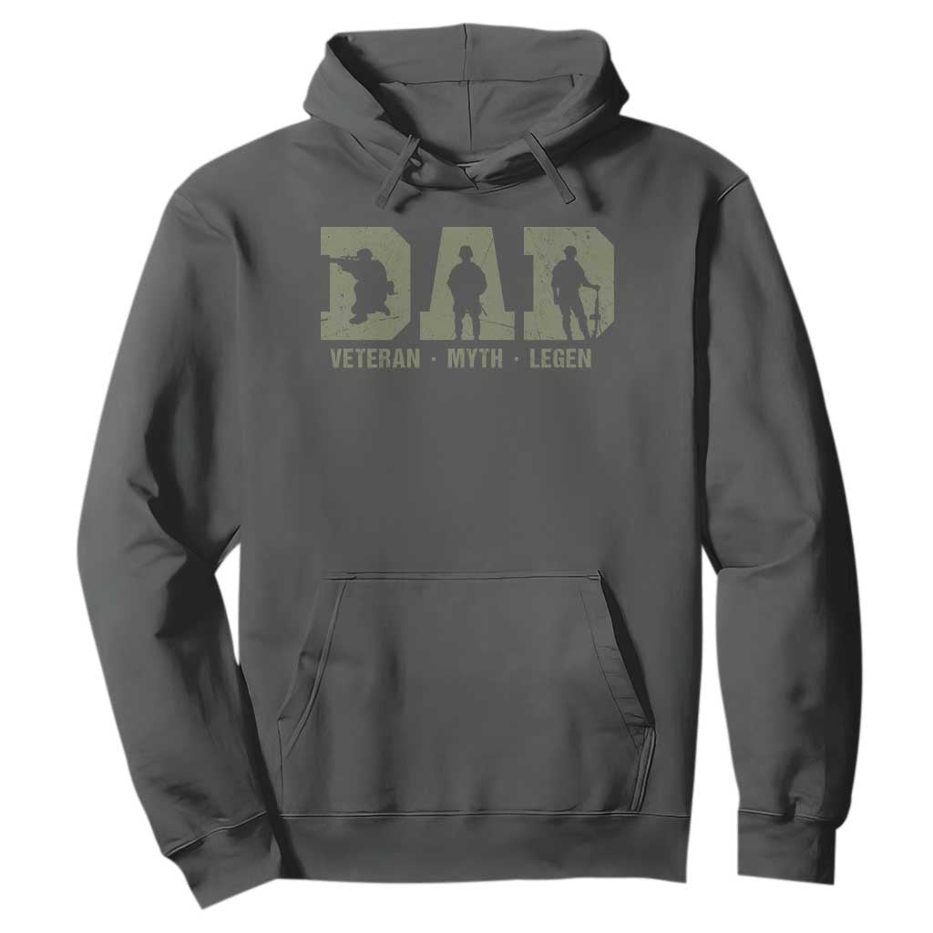 Dad Veteran Myth Legend Dad Military Father Gift Hoodie TS14 Dark Heather Print Your Wear