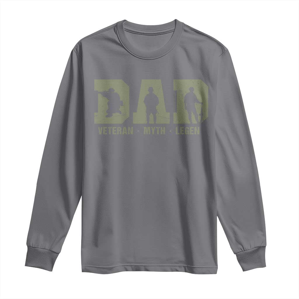 Dad Veteran Myth Legend Dad Military Father Gift Long Sleeve Shirt TS14 Charcoal Print Your Wear