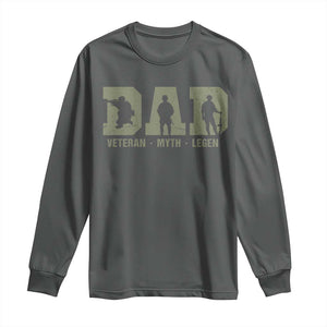 Dad Veteran Myth Legend Dad Military Father Gift Long Sleeve Shirt TS14 Dark Heather Print Your Wear