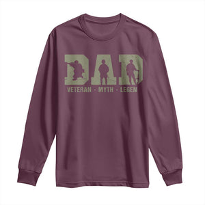 Dad Veteran Myth Legend Dad Military Father Gift Long Sleeve Shirt TS14 Maroon Print Your Wear
