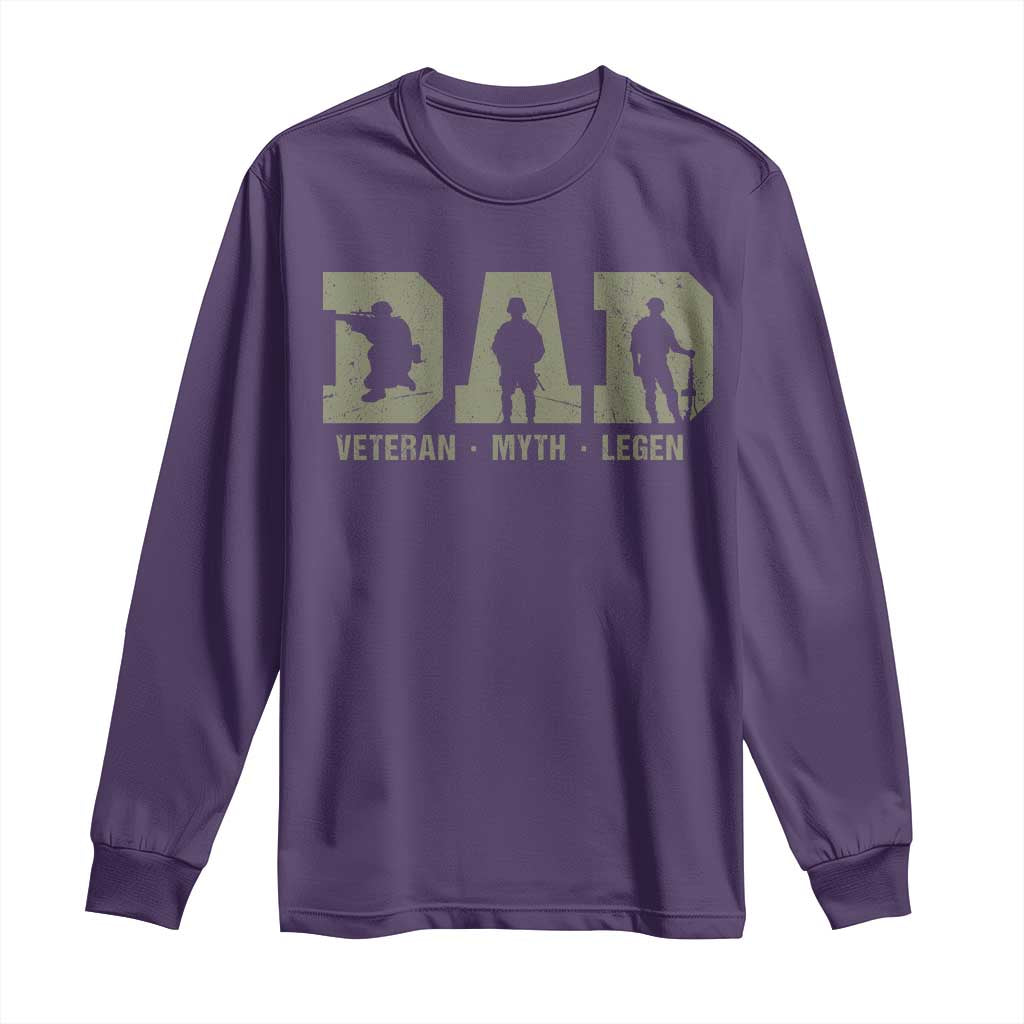 Dad Veteran Myth Legend Dad Military Father Gift Long Sleeve Shirt TS14 Purple Print Your Wear