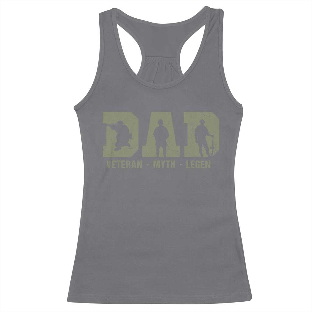 Dad Veteran Myth Legend Dad Military Father Gift Racerback Tank Top TS14 Charcoal Print Your Wear