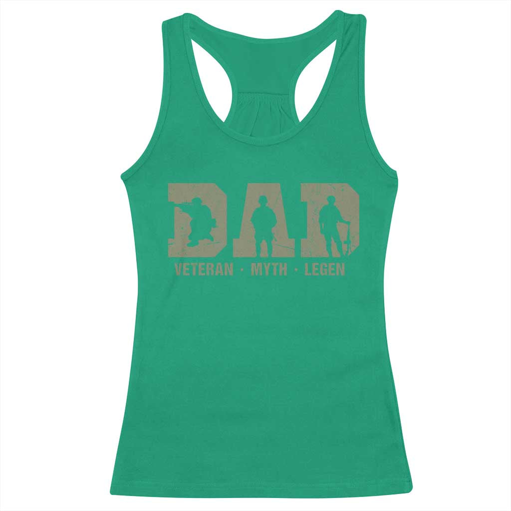 Dad Veteran Myth Legend Dad Military Father Gift Racerback Tank Top TS14 Irish Green Print Your Wear