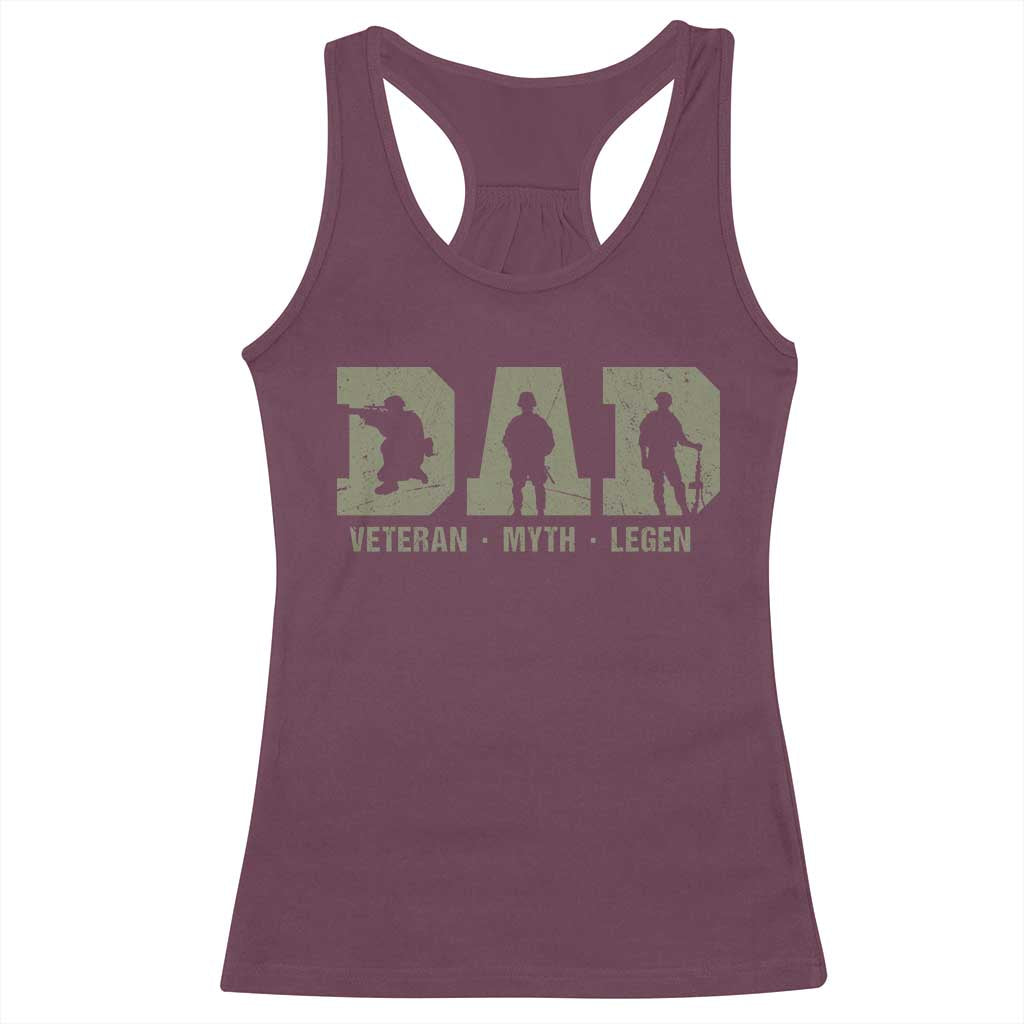 Dad Veteran Myth Legend Dad Military Father Gift Racerback Tank Top TS14 Maroon Print Your Wear
