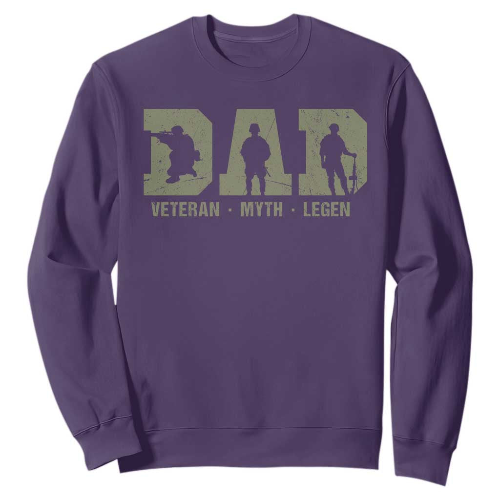 Dad Veteran Myth Legend Dad Military Father Gift Sweatshirt TS14 Purple Print Your Wear