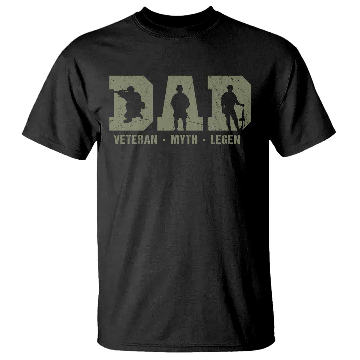 Dad Veteran Myth Legend Dad Military Father Gift T Shirt TS14 Black Print Your Wear