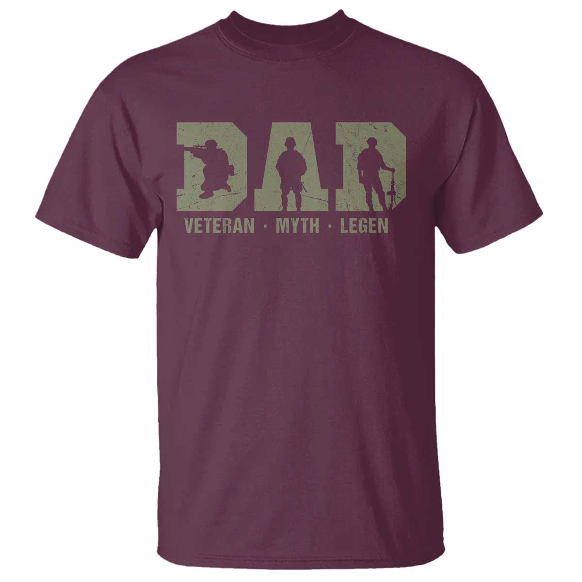 Dad Veteran Myth Legend Dad Military Father Gift T Shirt TS14 Maroon Print Your Wear
