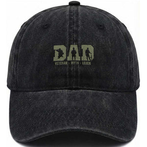 Dad Veteran Myth Legend Dad Military Father Gift Washed Cotton Baseball Cap TS14 Print Your Wear