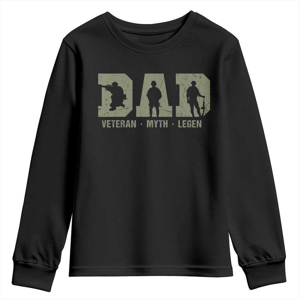 Dad Veteran Myth Legend Dad Military Father Gift Youth Sweatshirt TS14 Black Print Your Wear