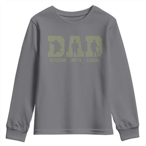 Dad Veteran Myth Legend Dad Military Father Gift Youth Sweatshirt TS14 Charcoal Print Your Wear