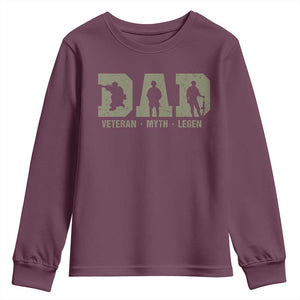 Dad Veteran Myth Legend Dad Military Father Gift Youth Sweatshirt TS14 Maroon Print Your Wear