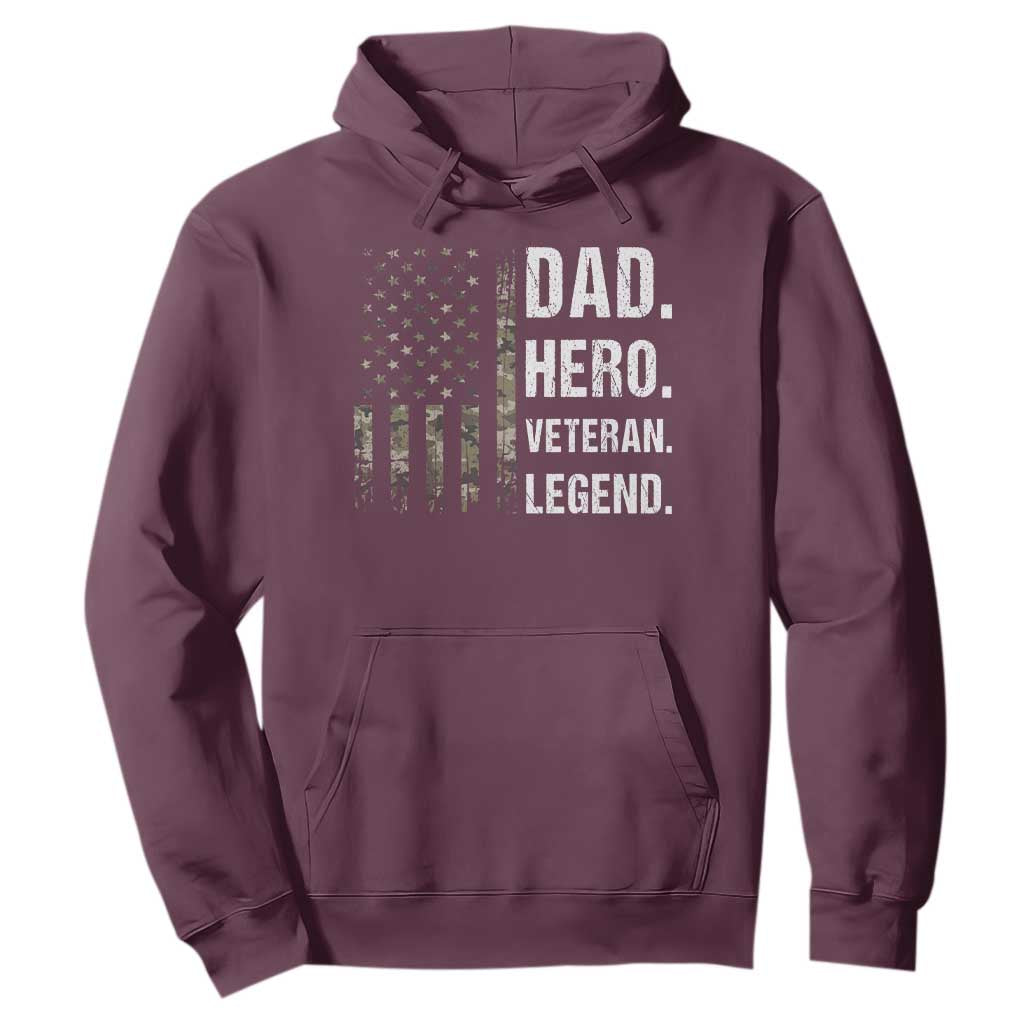 Dad Hero Veteran Legend Camouflage Father's Day Hoodie TS14 Maroon Print Your Wear