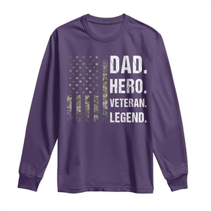 Dad Hero Veteran Legend Camouflage Father's Day Long Sleeve Shirt TS14 Purple Print Your Wear