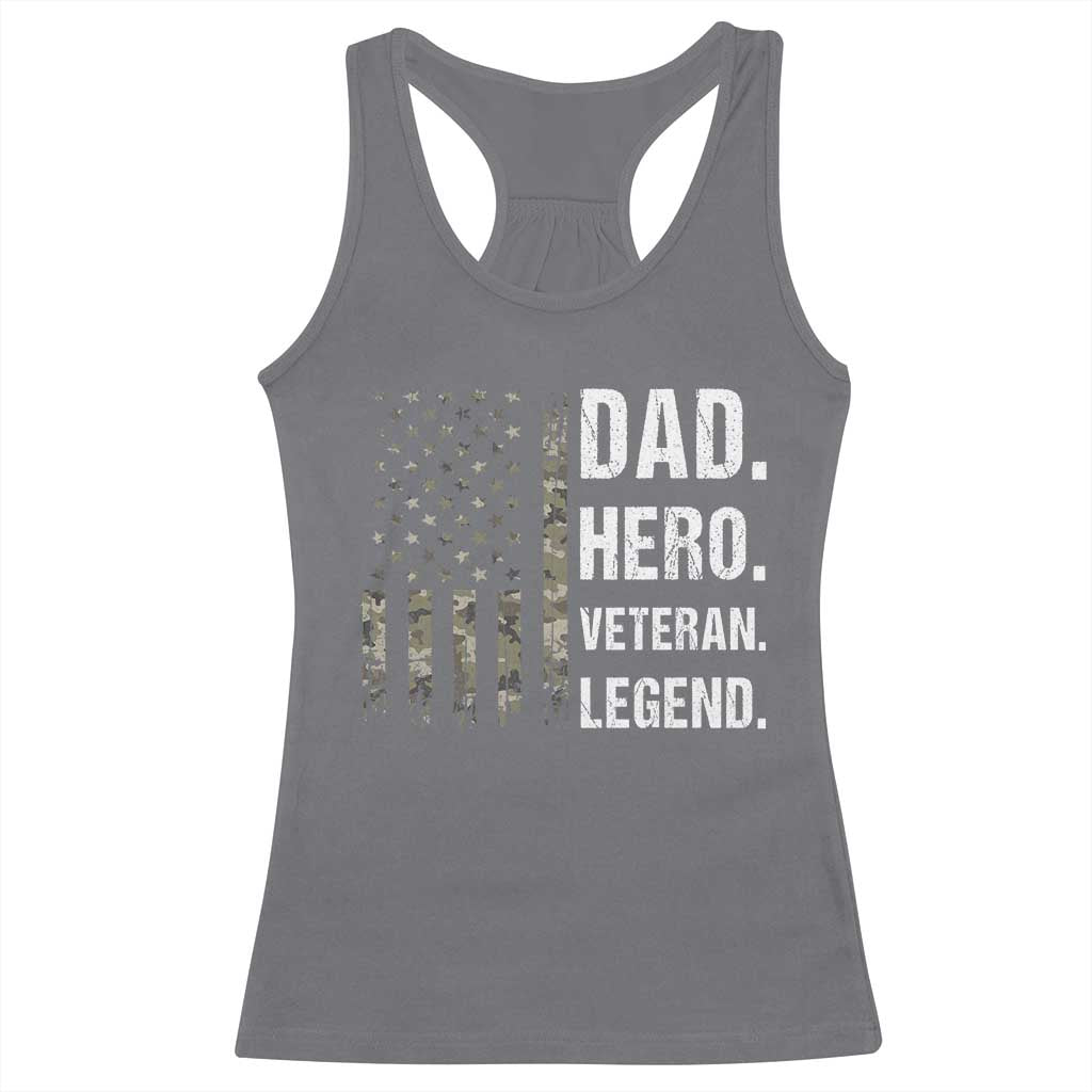Dad Hero Veteran Legend Camouflage Father's Day Racerback Tank Top TS14 Charcoal Print Your Wear