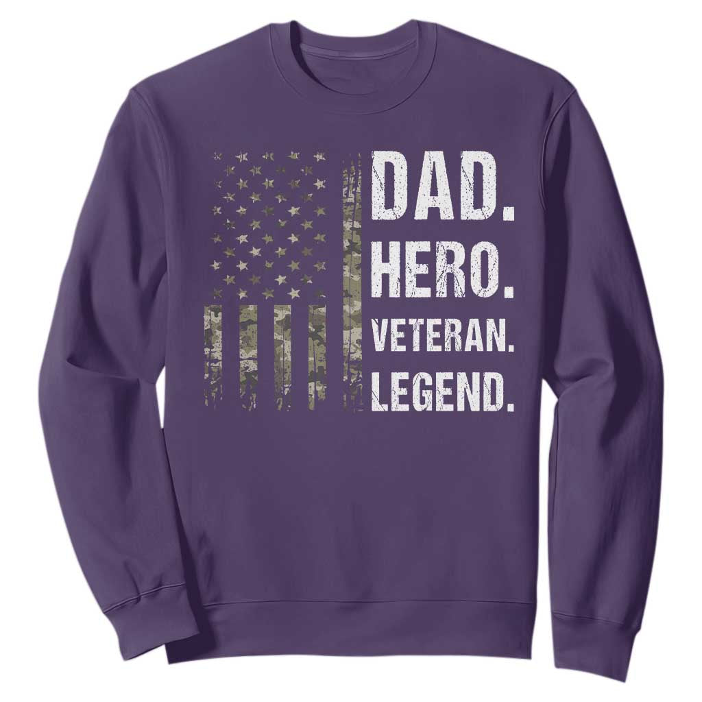 Dad Hero Veteran Legend Camouflage Father's Day Sweatshirt TS14 Purple Print Your Wear