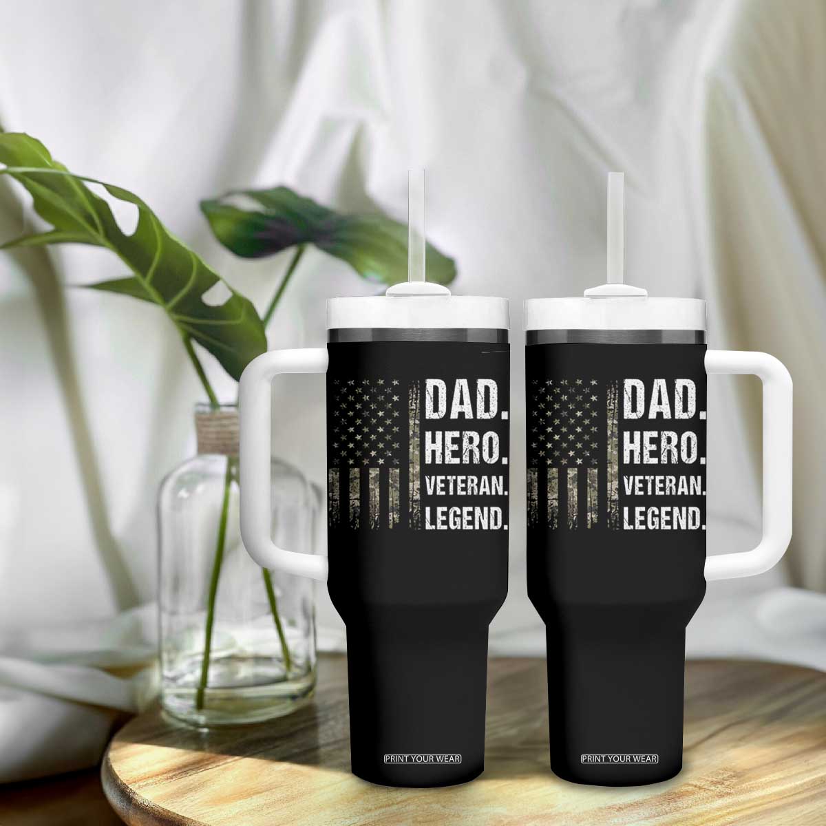 Dad Hero Veteran Legend Camouflage Father's Day Tumbler With Handle TS14 Print Your Wear