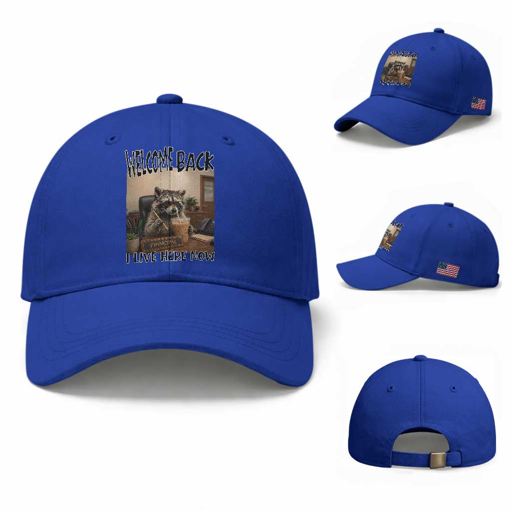 Funny Raccoon School Principal Baseball Cap Welcom Back To School TS14 Baseball Cap Universal Fit Royal Blue Print Your Wear