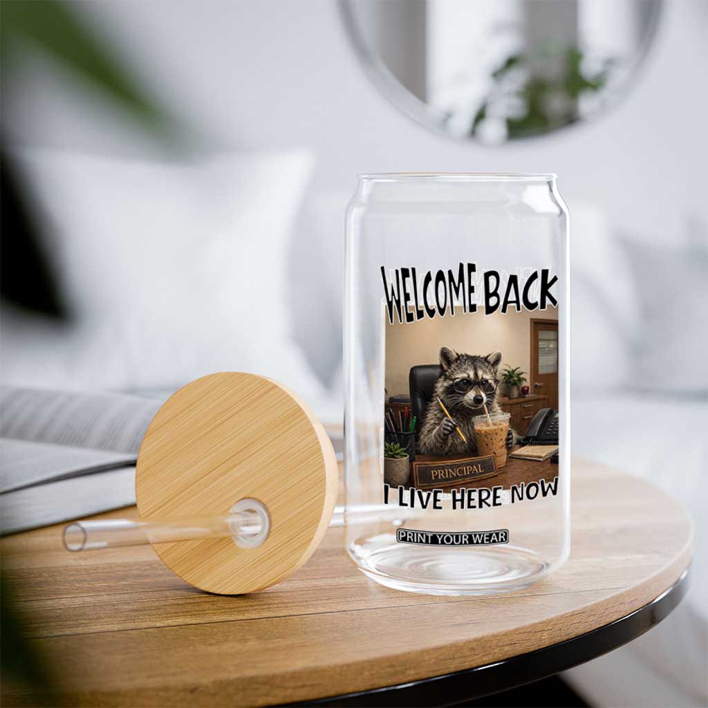 Funny Raccoon School Principal Glass Can Welcom Back To School TS14 Print Your Wear