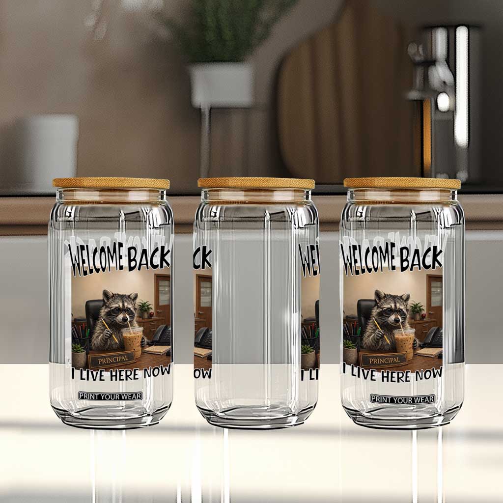 Funny Raccoon School Principal Glass Can Welcom Back To School TS14 Print Your Wear
