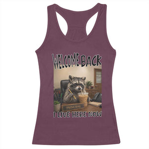 Funny Raccoon School Principal Racerback Tank Top Welcom Back To School TS14 Maroon Print Your Wear