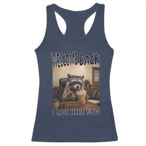 Funny Raccoon School Principal Racerback Tank Top Welcom Back To School TS14 Navy Print Your Wear