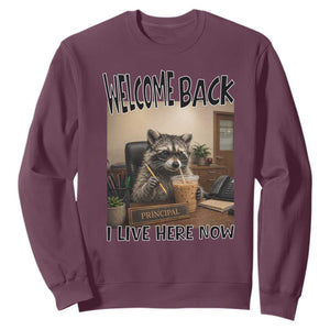 Funny Raccoon School Principal Sweatshirt Welcom Back To School TS14 Maroon Print Your Wear