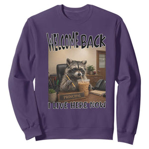 Funny Raccoon School Principal Sweatshirt Welcom Back To School TS14 Purple Print Your Wear